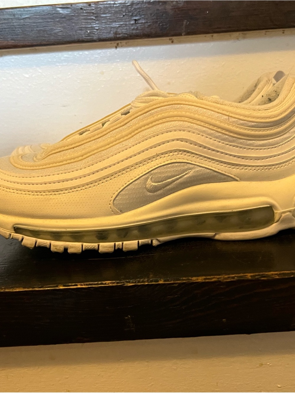 Nike White and Silver Air Max 97 Sneaker